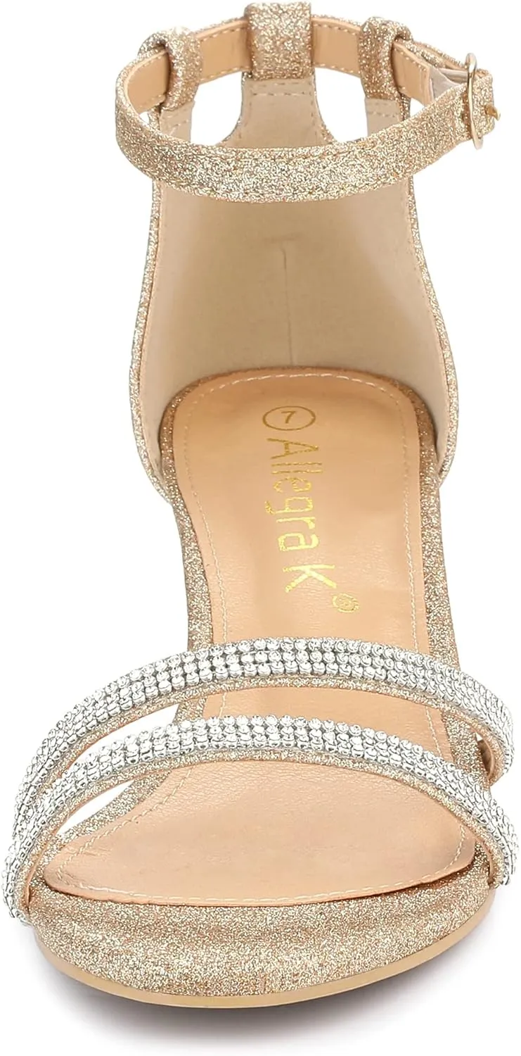Allegra K Women's Stiletto Kitten Heels Glitter Heel Sandals