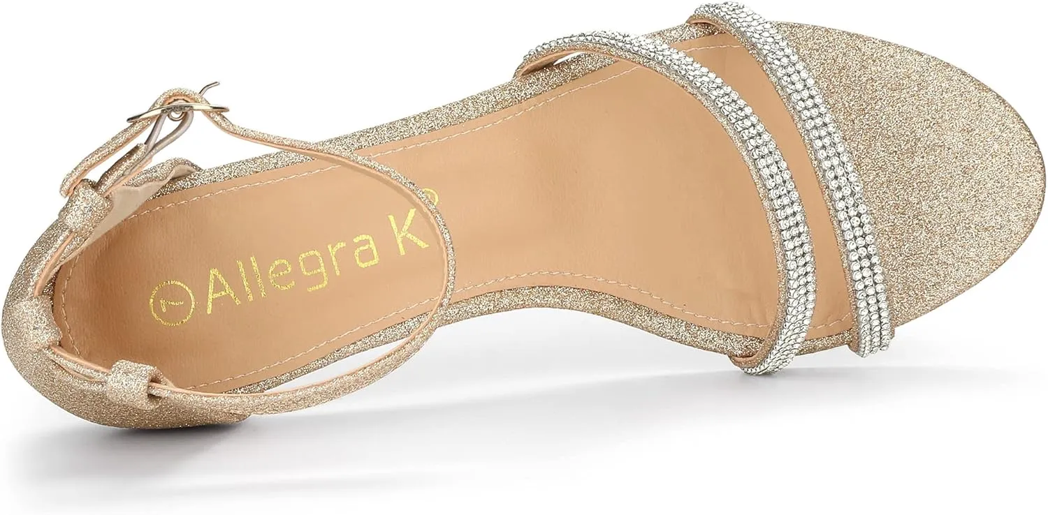 Allegra K Women's Stiletto Kitten Heels Glitter Heel Sandals