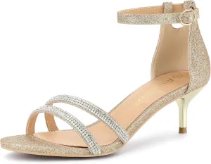 Allegra K Women's Stiletto Kitten Heels Glitter Heel Sandals