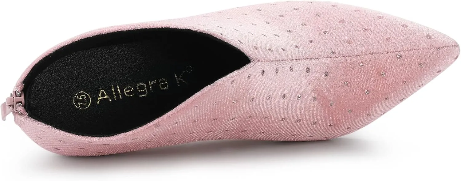 Allegra K Women's V Cutout Pointed Toe Heel Ankle Boots