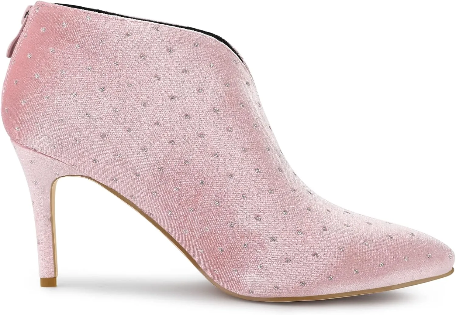 Allegra K Women's V Cutout Pointed Toe Heel Ankle Boots