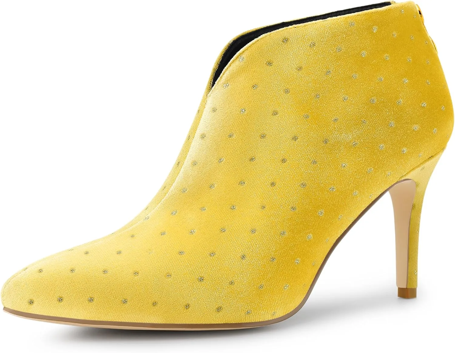 Allegra K Women's V Cutout Pointed Toe Heel Ankle Boots