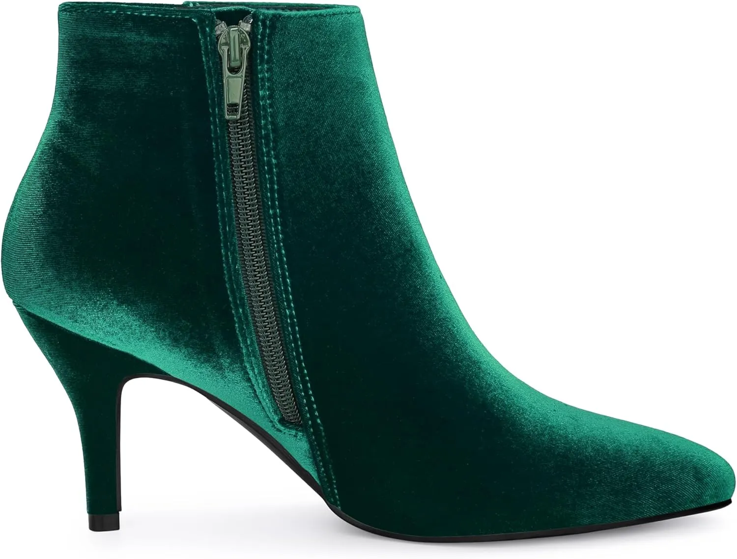 Allegra K Women's Velvet Pointy Toe Stiletto Heels Ankle Boots