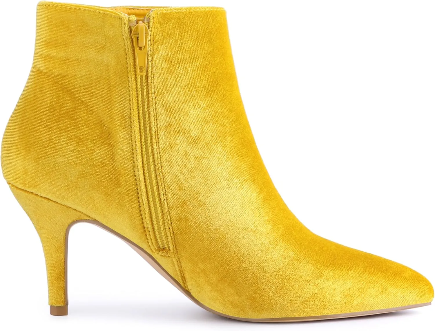 Allegra K Women's Velvet Pointy Toe Stiletto Heels Ankle Boots