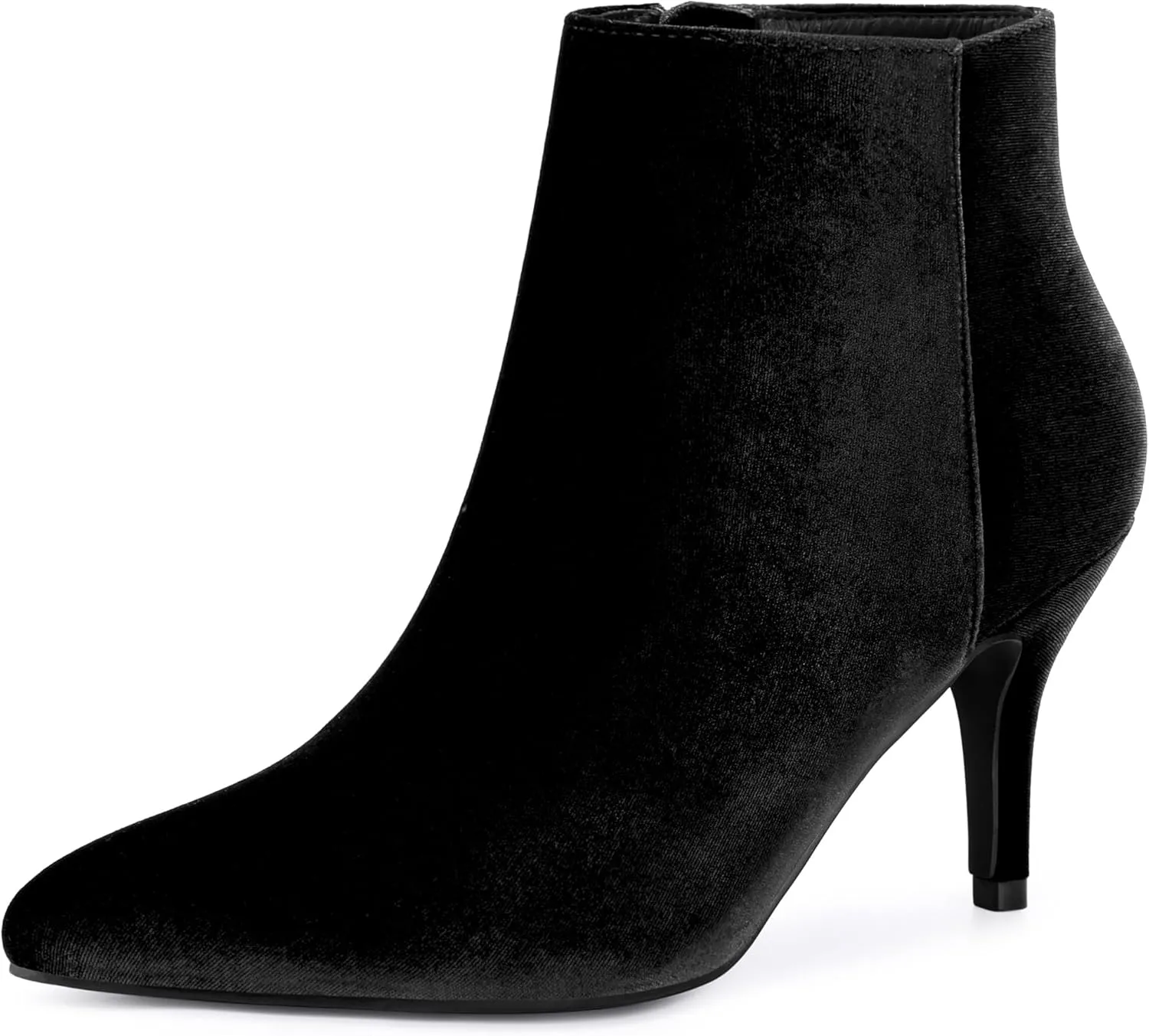 Allegra K Women's Velvet Pointy Toe Stiletto Heels Ankle Boots