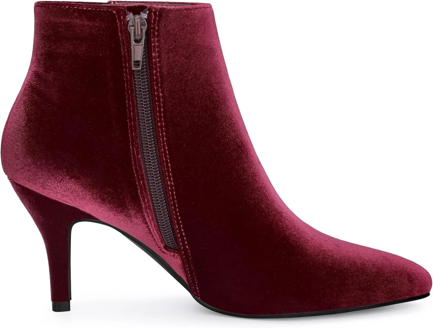 Allegra K Women's Velvet Pointy Toe Stiletto Heels Ankle Boots