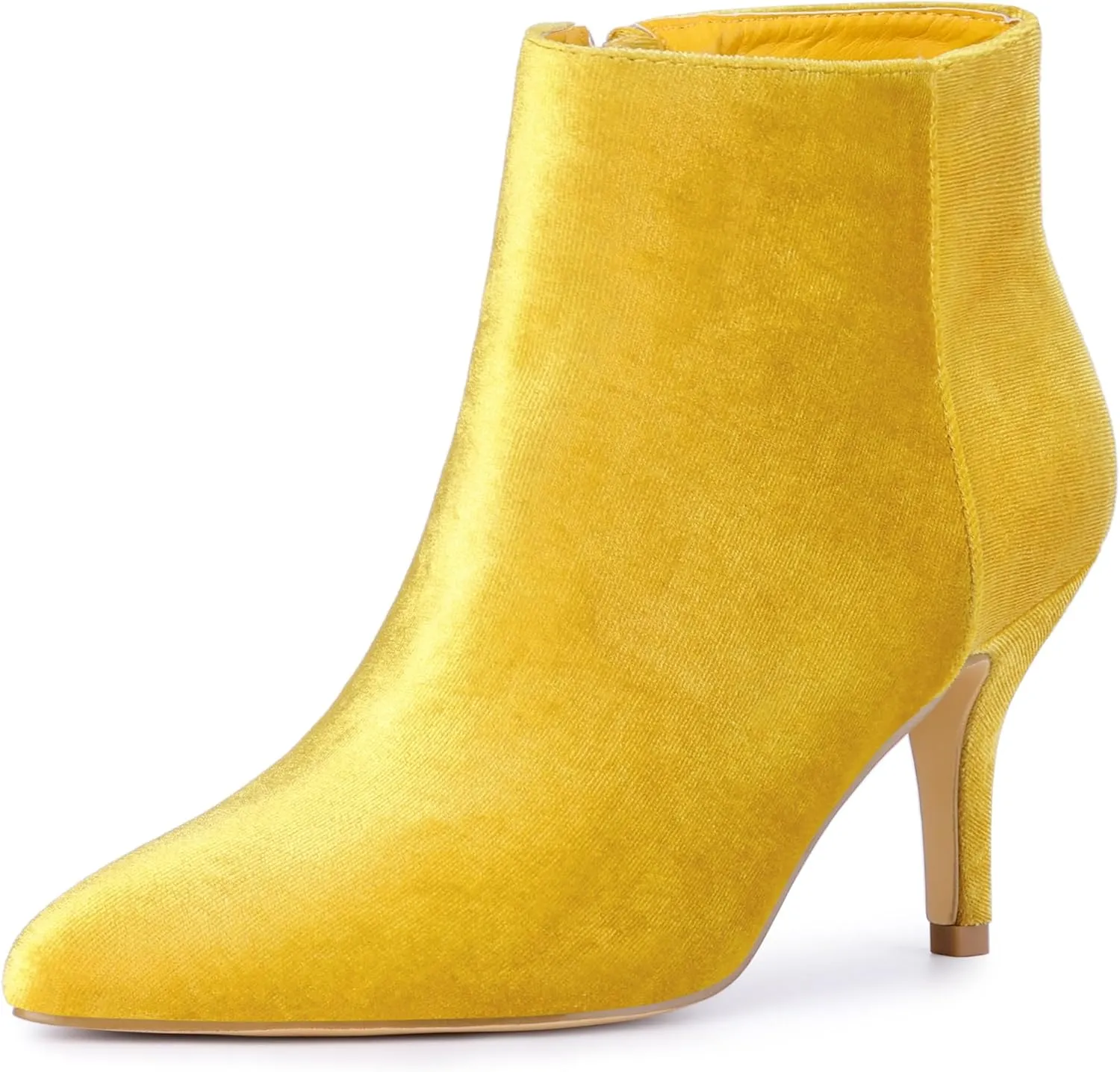 Allegra K Women's Velvet Pointy Toe Stiletto Heels Ankle Boots