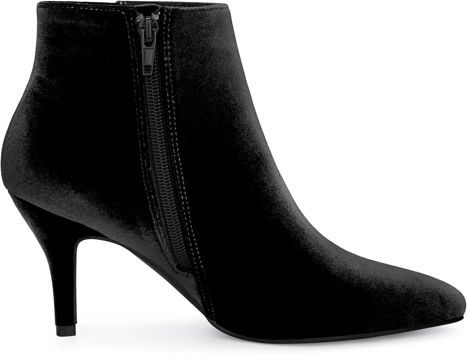 Allegra K Women's Velvet Pointy Toe Stiletto Heels Ankle Boots