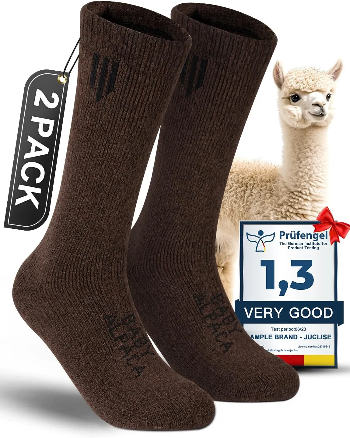 Alpaca Wool Boot Socks 2 pairs for Men and Women,Thick Thermal Winter Socks Cold Weather Hunting Hiking,Moisture Wicking