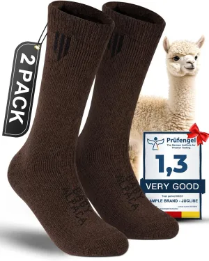 Alpaca Wool Boot Socks 2 pairs for Men and Women,Thick Thermal Winter Socks Cold Weather Hunting Hiking,Moisture Wicking