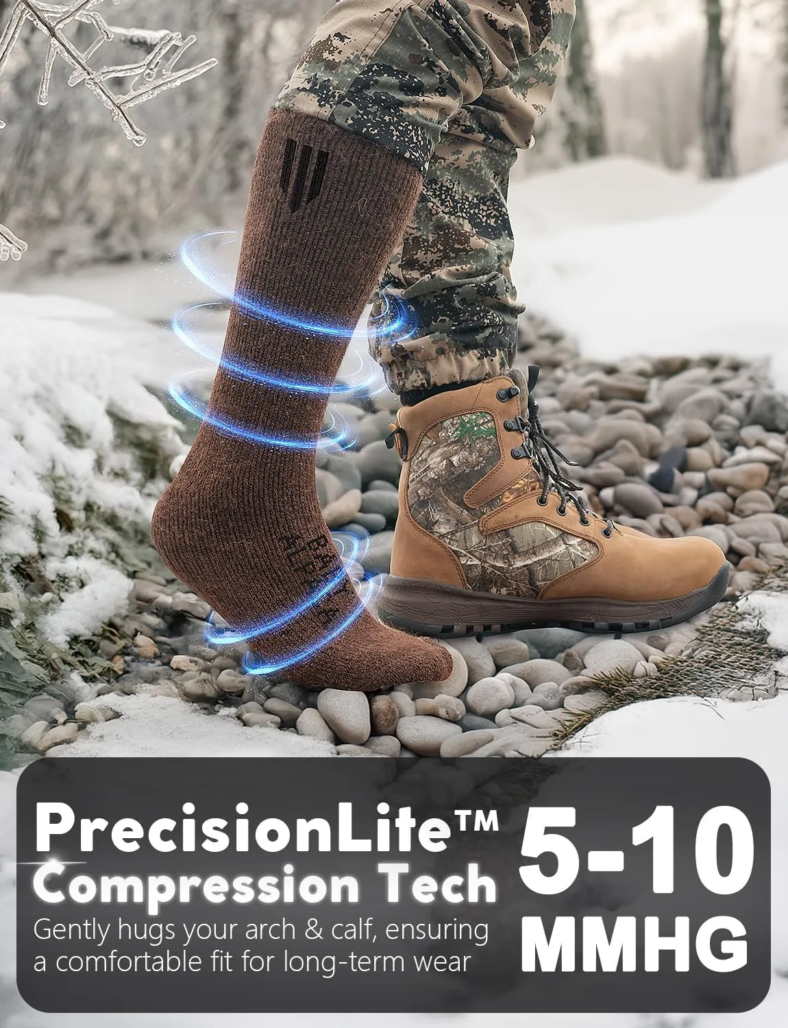 Alpaca Wool Boot Socks 2 pairs for Men and Women,Thick Thermal Winter Socks Cold Weather Hunting Hiking,Moisture Wicking