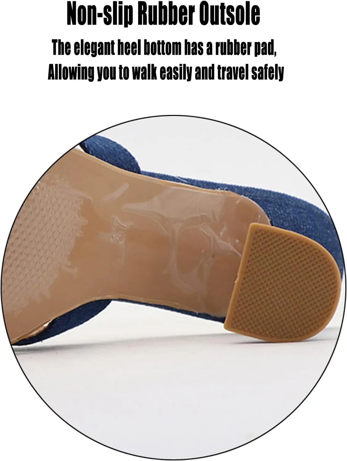 AMAZIDEAL Women's Denim Square Open Toe Kitten Heel Sandals,Summer Fashion Backless Slip-on Kitten Heels Mules,Sexy Party Dress Sandals