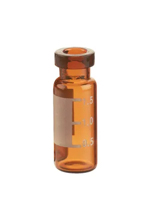 Amber Glass Flat Base Target Vial, 11mm Crimp/Snap Vial, 2mL Capacity, 12mm ID x 32mm L (Pack of 100)