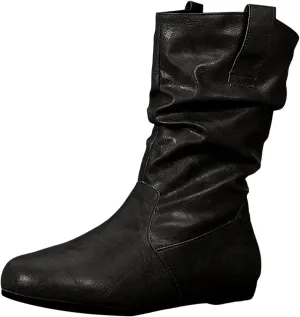 AMDBEL Wide Calf Boots for Women Low Heel Womens Fall Boots 2024 Fashion Riding Boots Slip On Ankle Booties Ladies Shoes