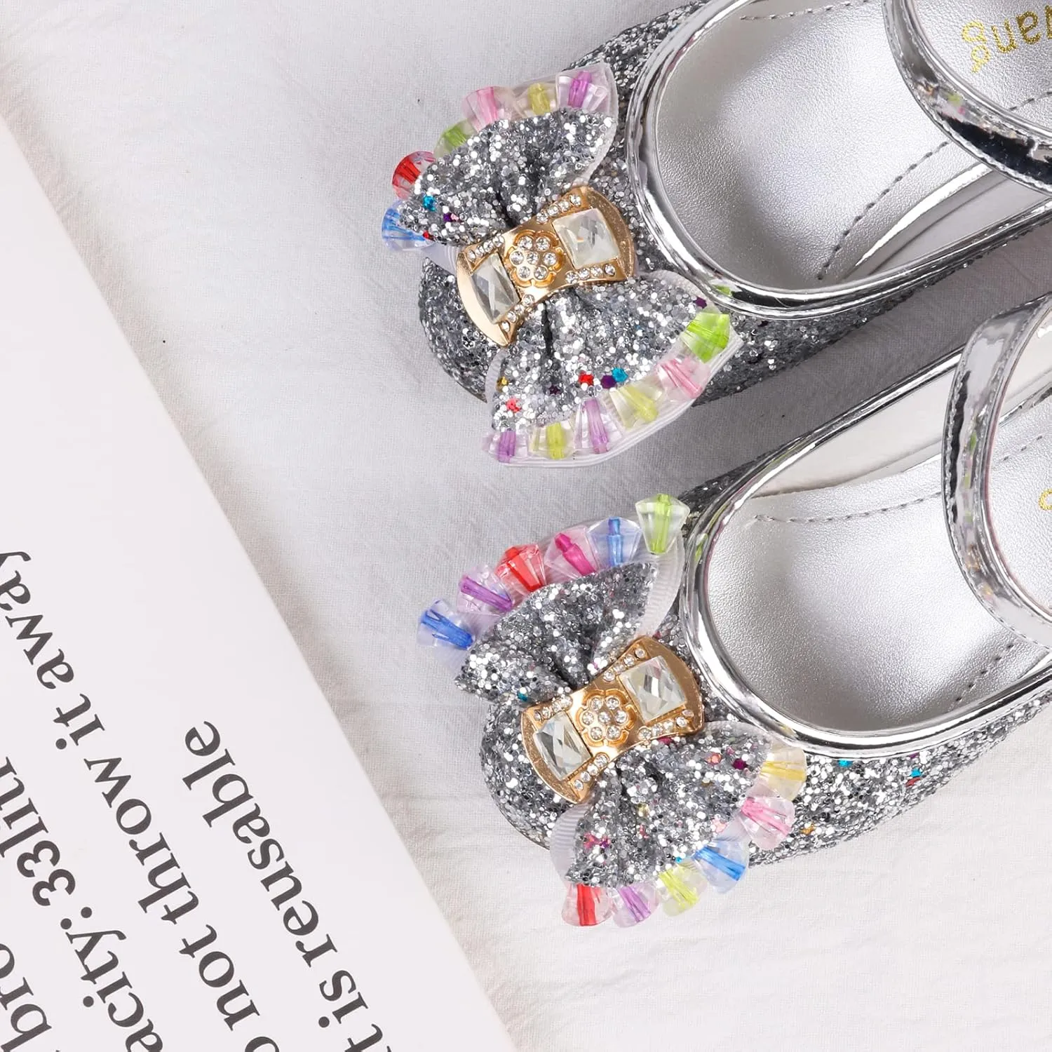 Amtidy Girls Dress Shoes Mary Jane Wedding Party Shoes Glitter Bridesmaids Princess Heels