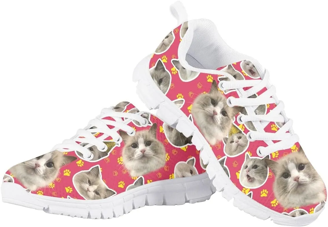 AmzPrint Corgi Print Lightweight Non Slip School Running/Walking Sports Sneakers Lace Up Flat Girls Purple Sneakers Size 5