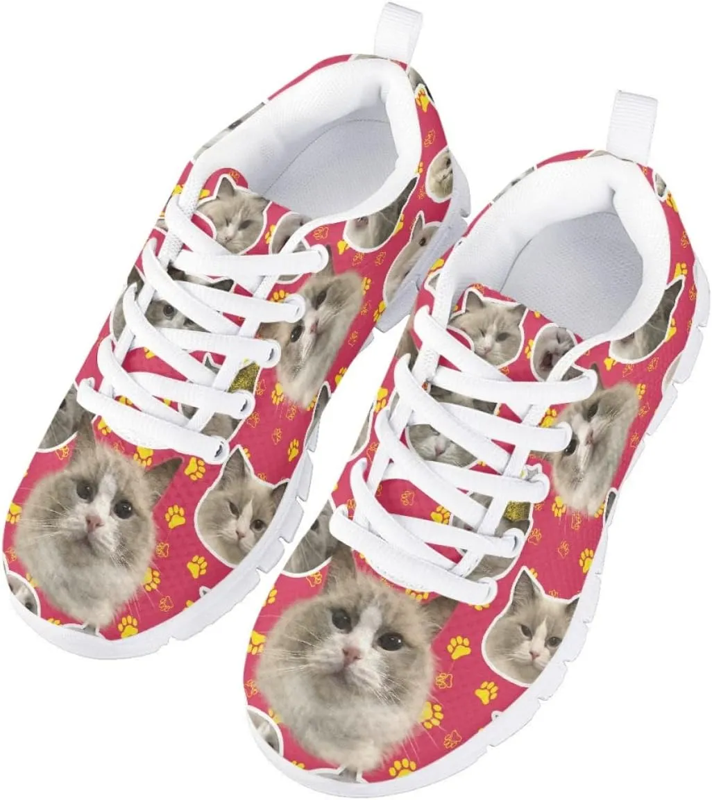 AmzPrint Corgi Print Lightweight Non Slip School Running/Walking Sports Sneakers Lace Up Flat Girls Purple Sneakers Size 5