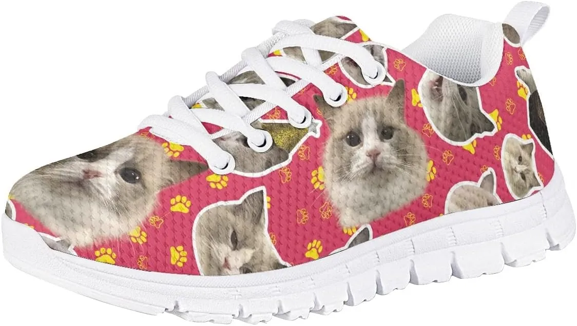 AmzPrint Corgi Print Lightweight Non Slip School Running/Walking Sports Sneakers Lace Up Flat Girls Purple Sneakers Size 5