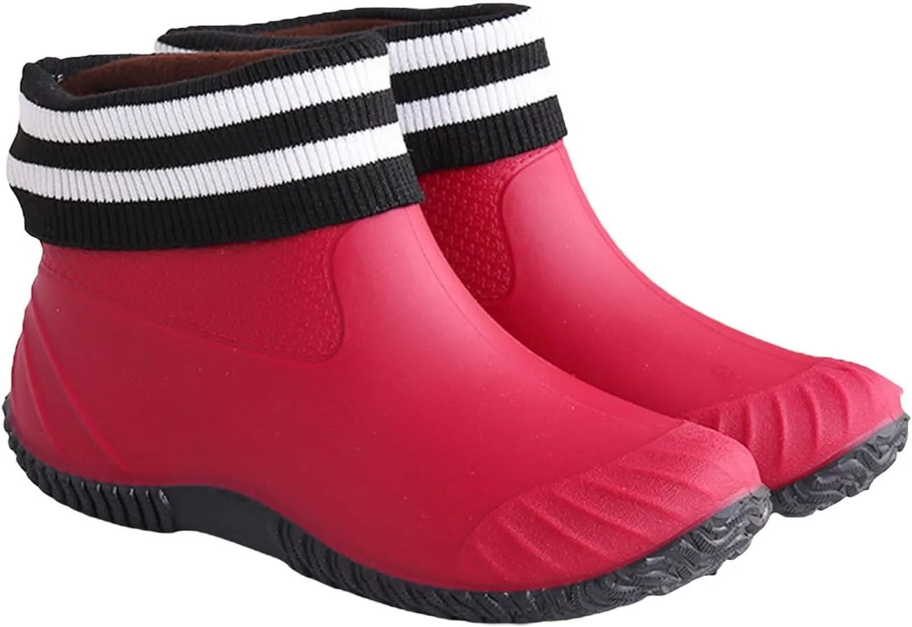 Ankle Rain Boots Women Knit Lined Mens Grounded Footwear Booties with Heel Non Slip Work Barefoot Shoes Mens Rain Boots Slip On Non-Slip Rubber Waterproof Men's Snow Boots
