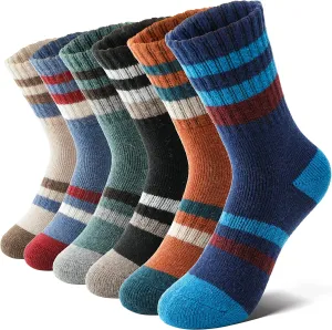 Anlisim Kids Merino Wool Hiking Socks Boys Girls Toddlers Thermal Winter Warm Boot Thick Cushion Gift Socks 6 Pairs