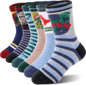 ANTSANG Kids Wool Hiking Socks Winter Warm Thick Thermal Crew Boot Heavy Cozy Gift Snowboarding Socks 6 Pairs