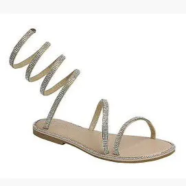 Arale - Embellished Spiral Coil Strap Flat Sandals