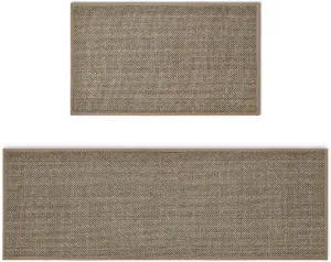 Artoid Mode Washable Non-Skid Kitchen Rugs and Mats Set of 2, Rubber Backing Kitchen Mats for Floor Front of Sink Home Decor - 17x29 and 17x47 Inch
