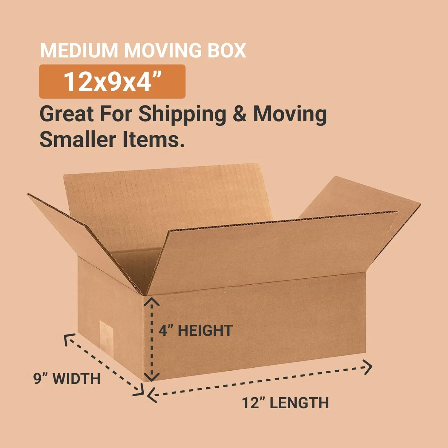 AVIDITI Shipping Boxes Medium 12"L x 9"W x 4"H, 25-Pack | Corrugated Cardboard Box for Moving, Mailing, Packing and Storage 12x9x4