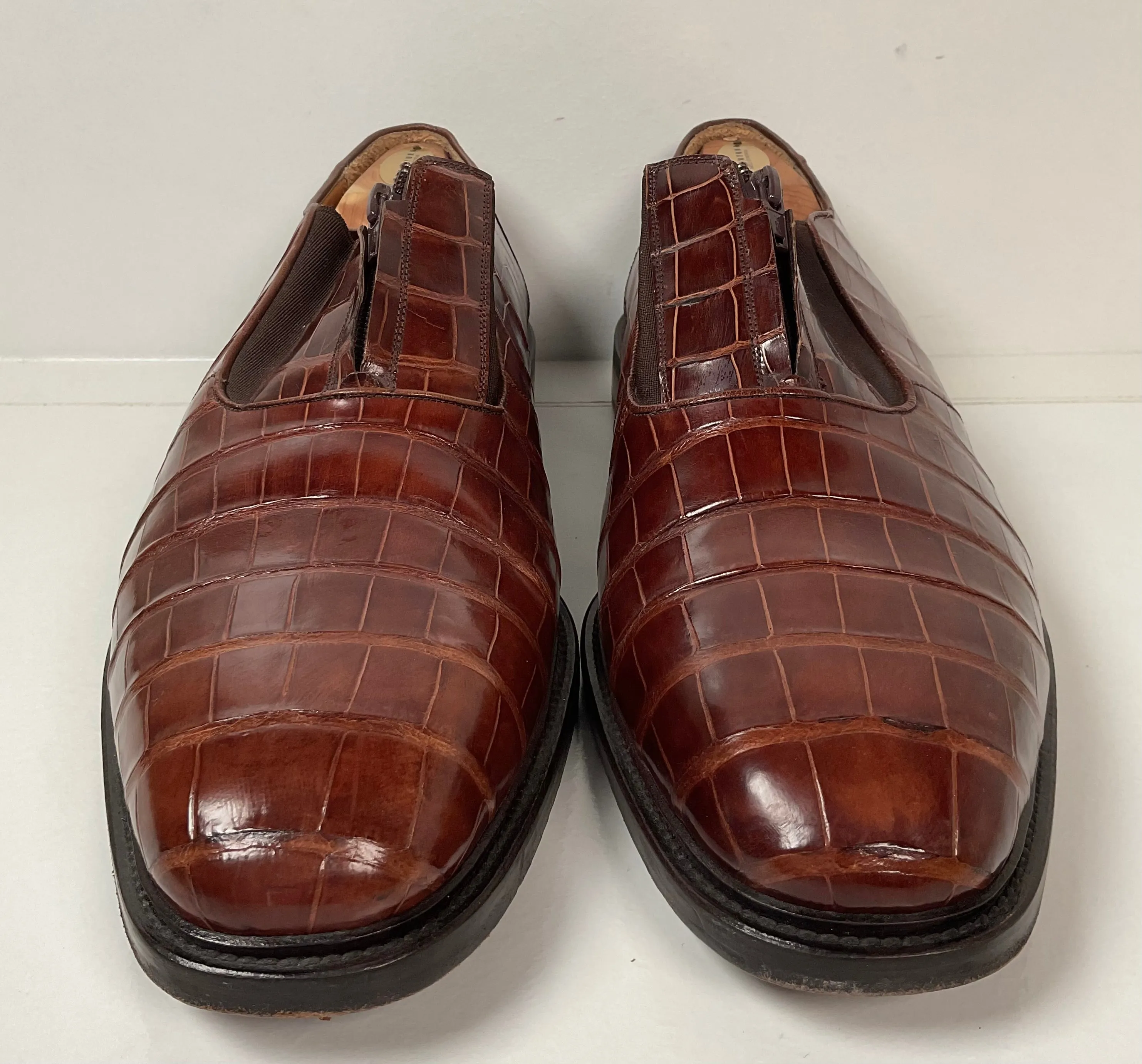 Avventura Exotic Caiman Crocodile Loafers 14 M Zipper