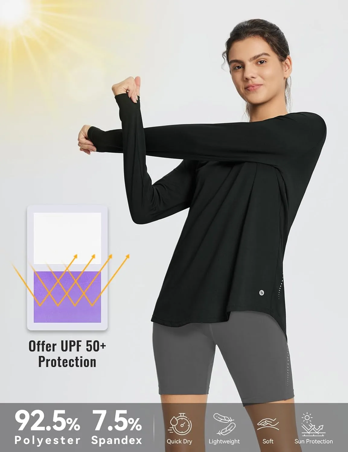 baleaf Long Sleeve Workout Tops for Women Running Athletic Shirts Active Quick Dry Lightweight Moisture Wicking
