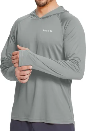 baleaf Men's Sun Protection Hoodie Shirt UPF 50  Long Sleeve UV SPF T-Shirts Rash Guard Fishing Swimming Lightweight