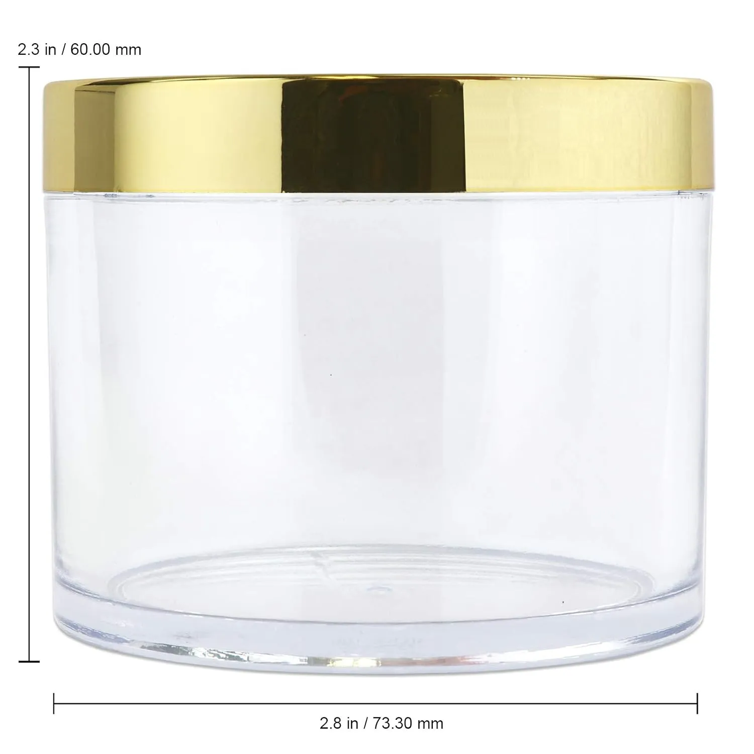 Beauticom 4 oz. (120g/120ML, Quantity: 6 Pieces) Thick Wall Round Leak Proof Clear Acrylic Jars w/Lids for Beauty, GOLD, 6 Pieces (6 Jars   Lids Together),