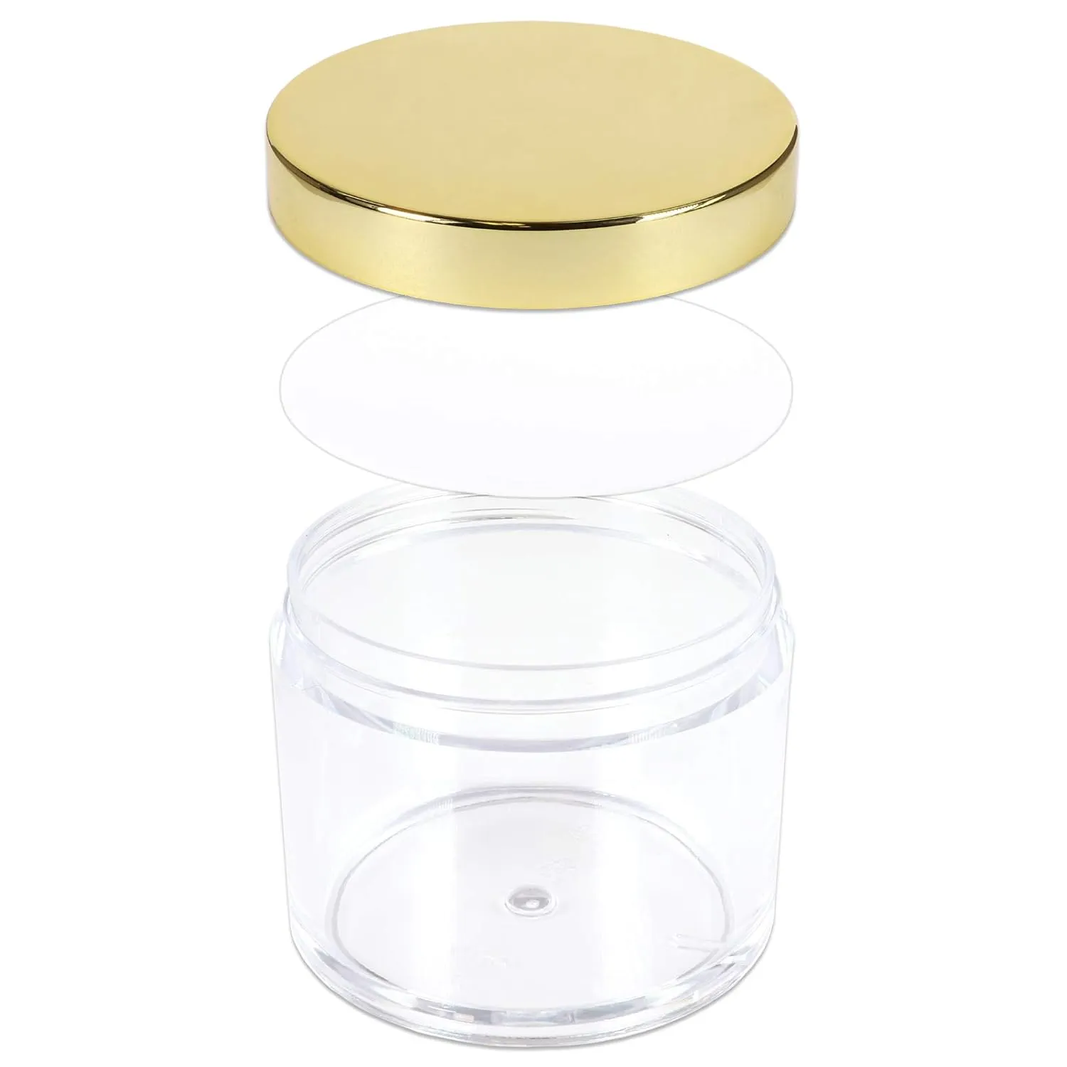 Beauticom 4 oz. (120g/120ML, Quantity: 6 Pieces) Thick Wall Round Leak Proof Clear Acrylic Jars w/Lids for Beauty, GOLD, 6 Pieces (6 Jars   Lids Together),