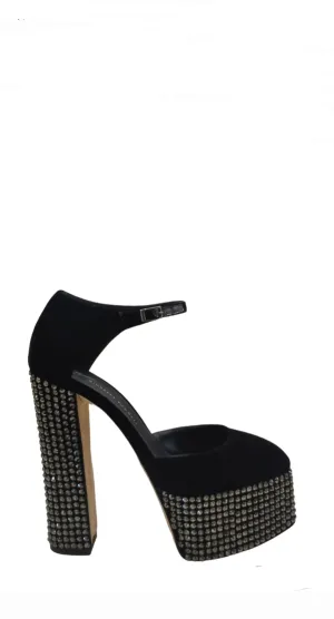 Bebe Velvet Platform Sandals ( MOBILE PRICE ONLY, carry over style)