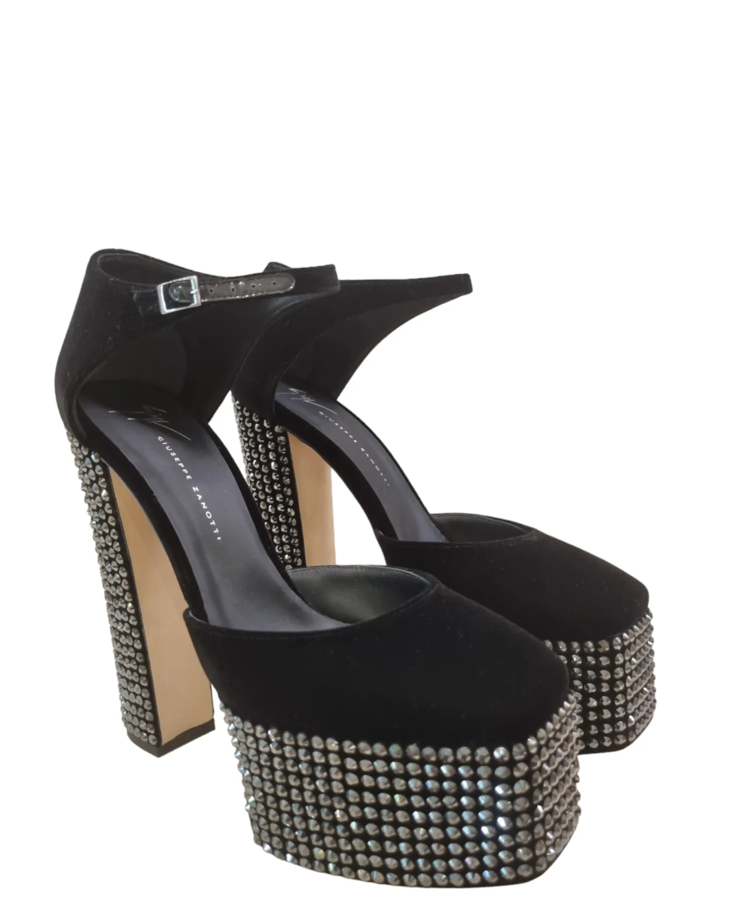 Bebe Velvet Platform Sandals ( MOBILE PRICE ONLY, carry over style)