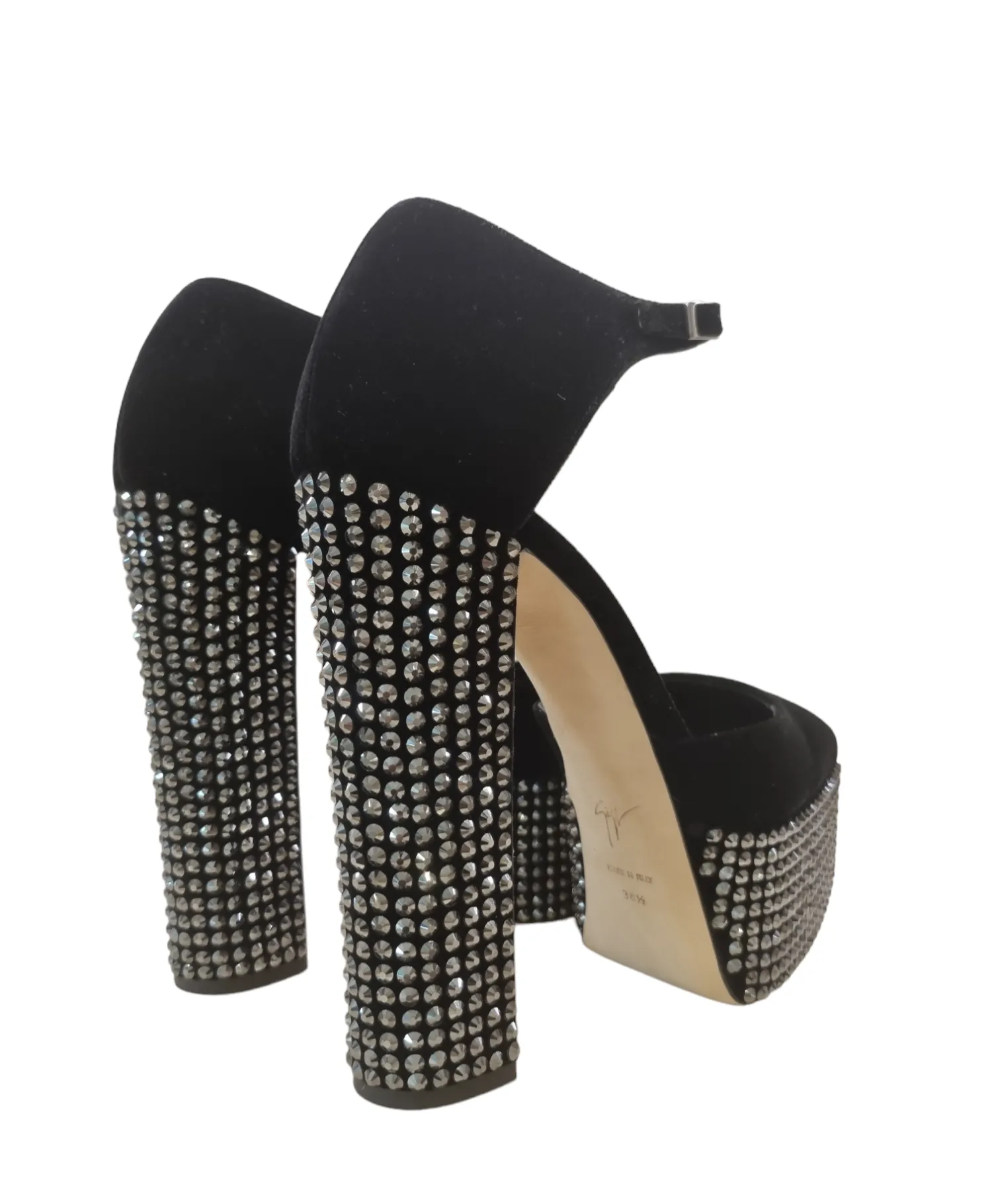 Bebe Velvet Platform Sandals ( MOBILE PRICE ONLY, carry over style)