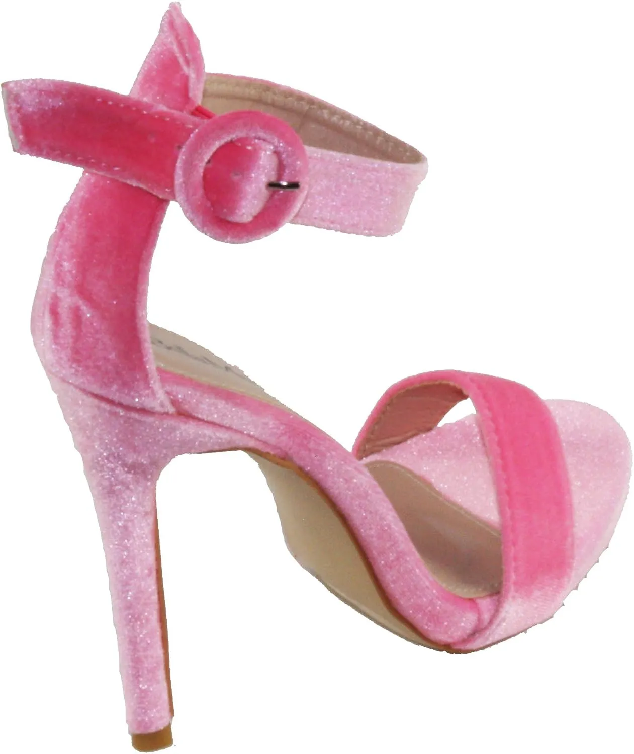 Bella Marie Women's Krush-10 Velvet Open Toe Ankle Strap High Heel Sandals