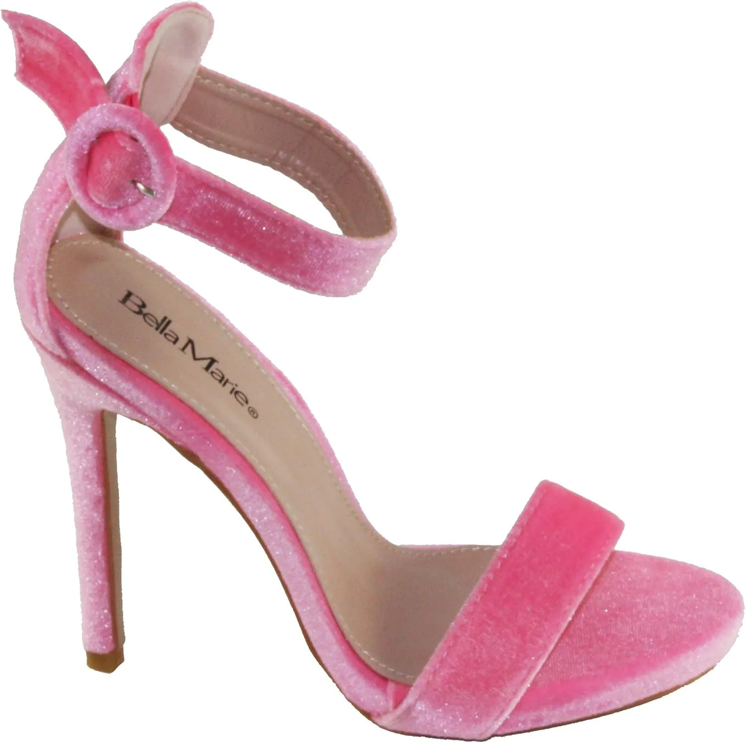 Bella Marie Women's Krush-10 Velvet Open Toe Ankle Strap High Heel Sandals
