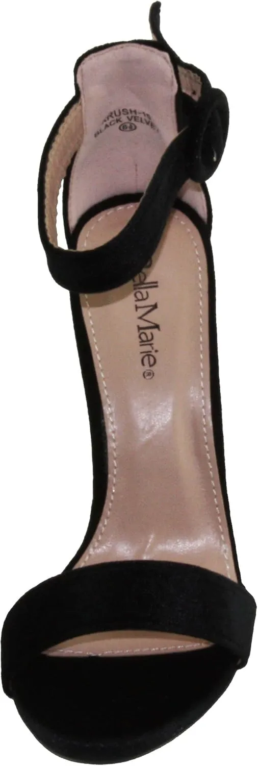Bella Marie Women's Krush-10 Velvet Open Toe Ankle Strap High Heel Sandals
