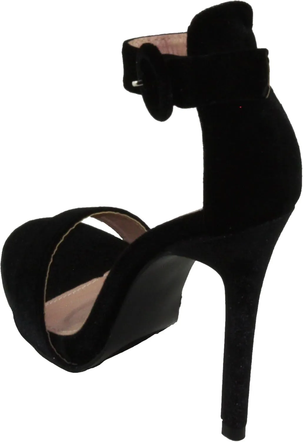 Bella Marie Women's Krush-10 Velvet Open Toe Ankle Strap High Heel Sandals