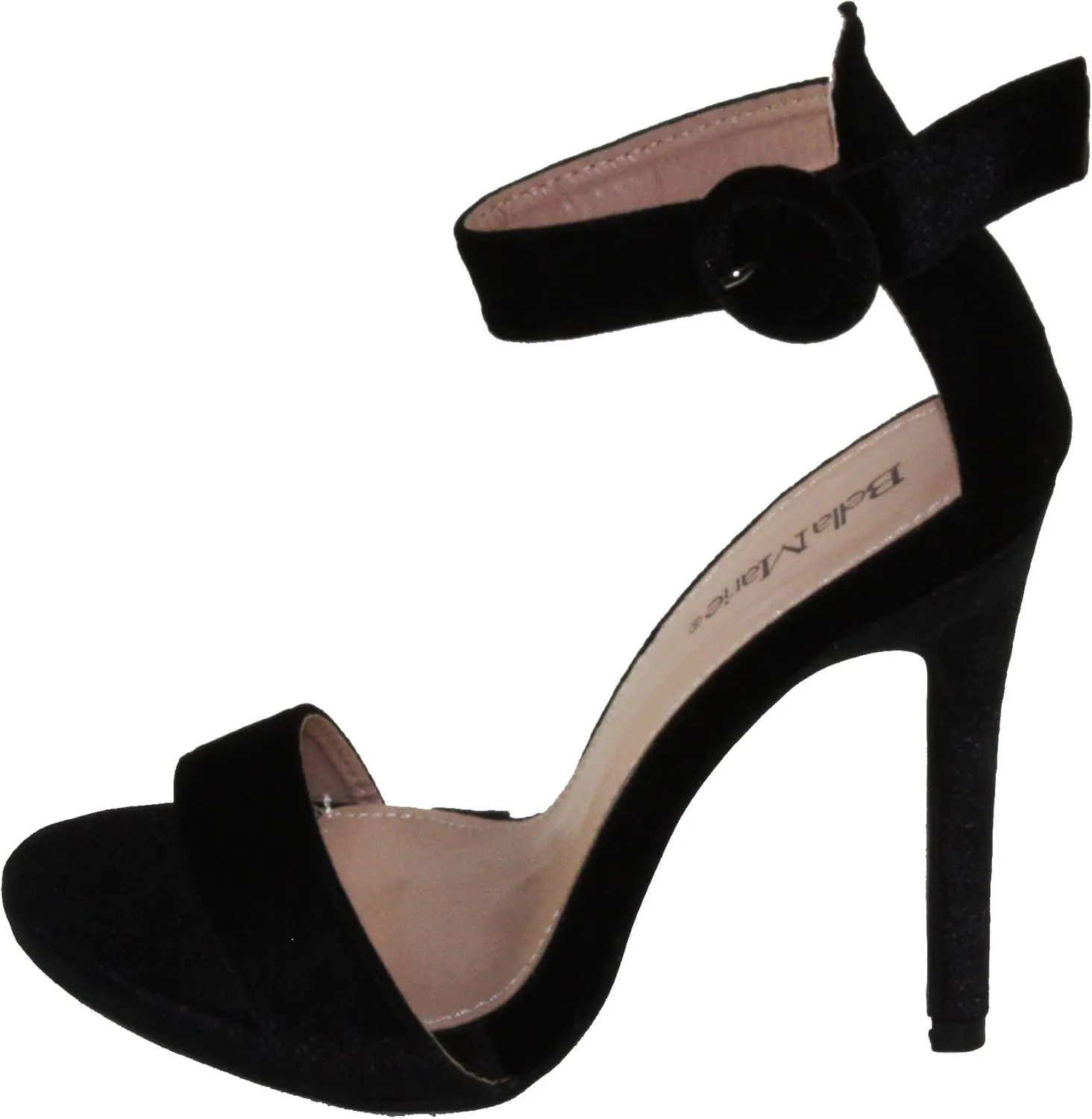 Bella Marie Women's Krush-10 Velvet Open Toe Ankle Strap High Heel Sandals