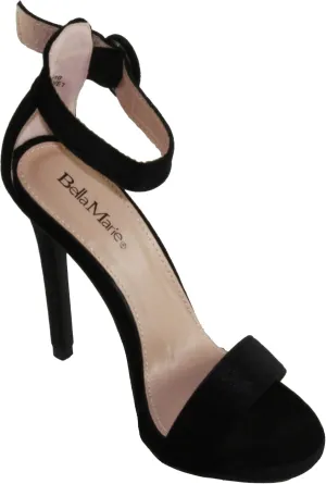 Bella Marie Women's Krush-10 Velvet Open Toe Ankle Strap High Heel Sandals