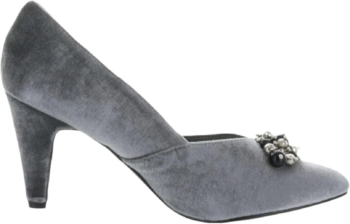 Bellini May Women's Velvet Memory Foam Pearl Embellished 3 Inch Dress Pump