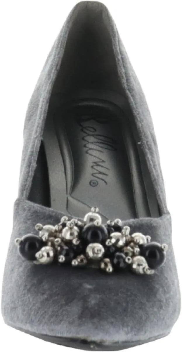 Bellini May Women's Velvet Memory Foam Pearl Embellished 3 Inch Dress Pump