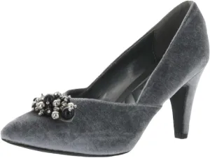 Bellini May Women's Velvet Memory Foam Pearl Embellished 3 Inch Dress Pump