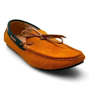 Bicolor Lace Leather Loafer Suede Mastard and Green