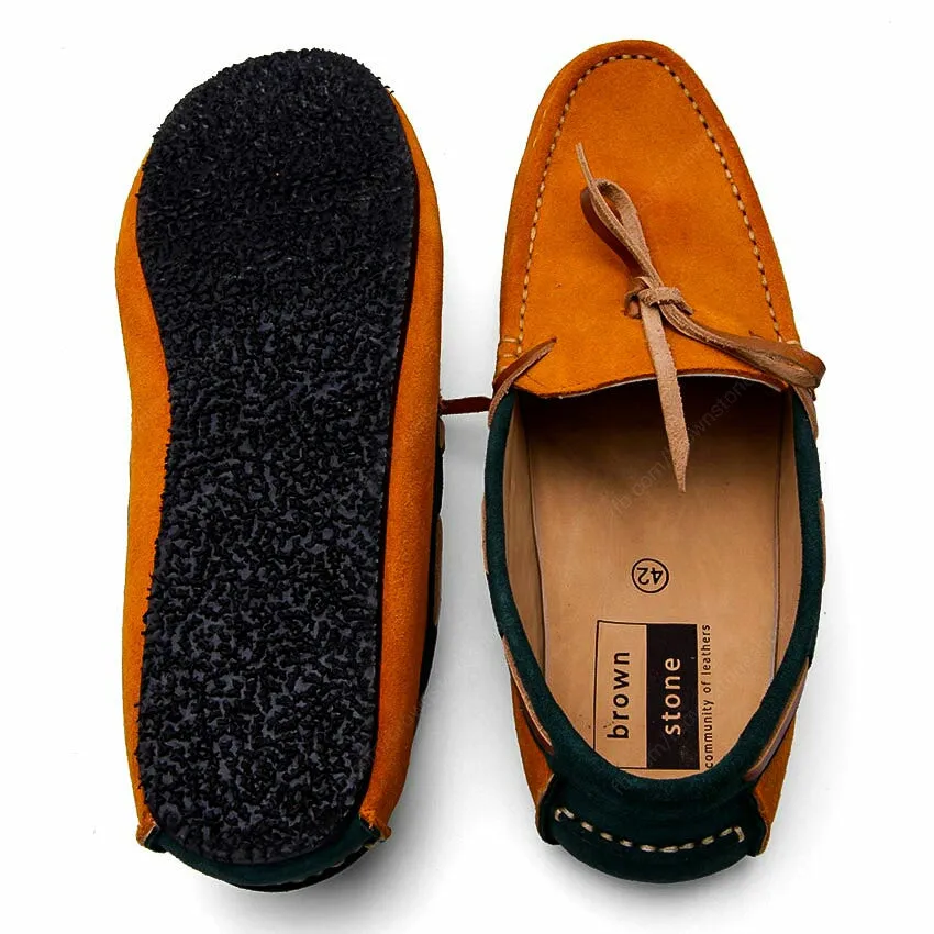 Bicolor Lace Leather Loafer Suede Mastard and Green