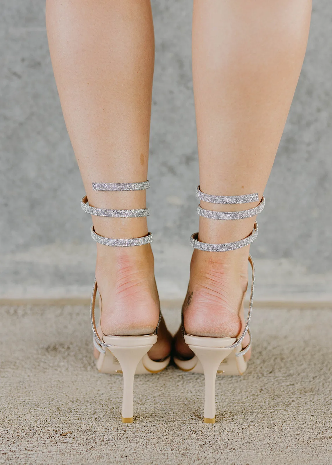 Billini Simi Silver Glitter Nude Heels