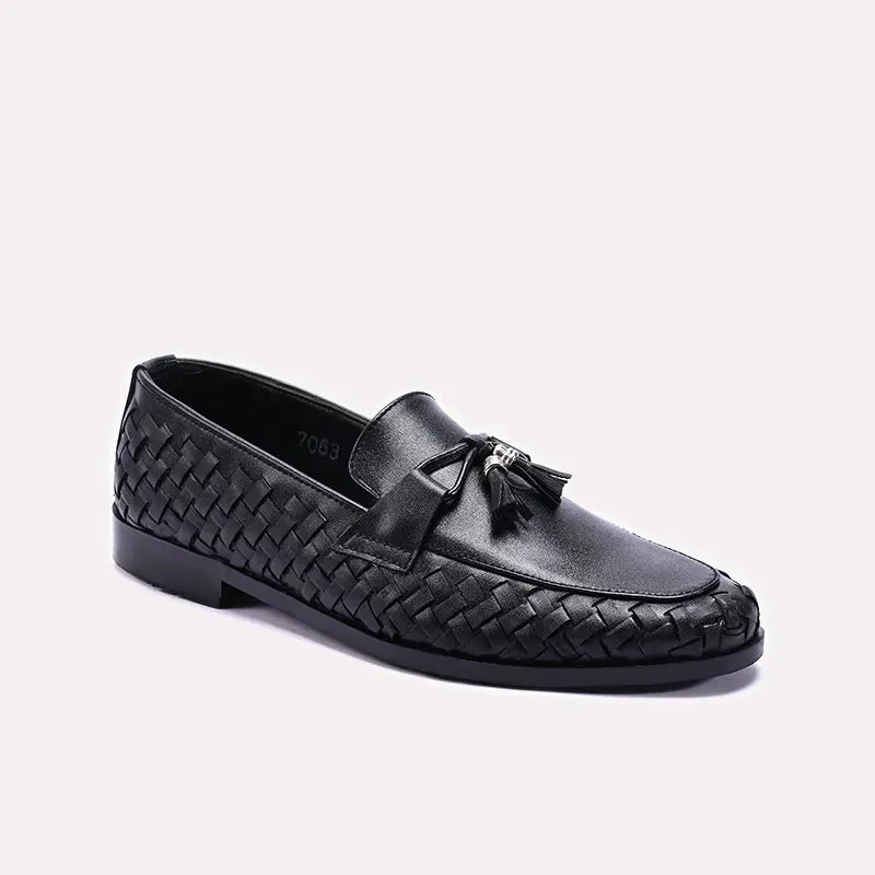Black Slip On Tassel Dress Shoes 0111367