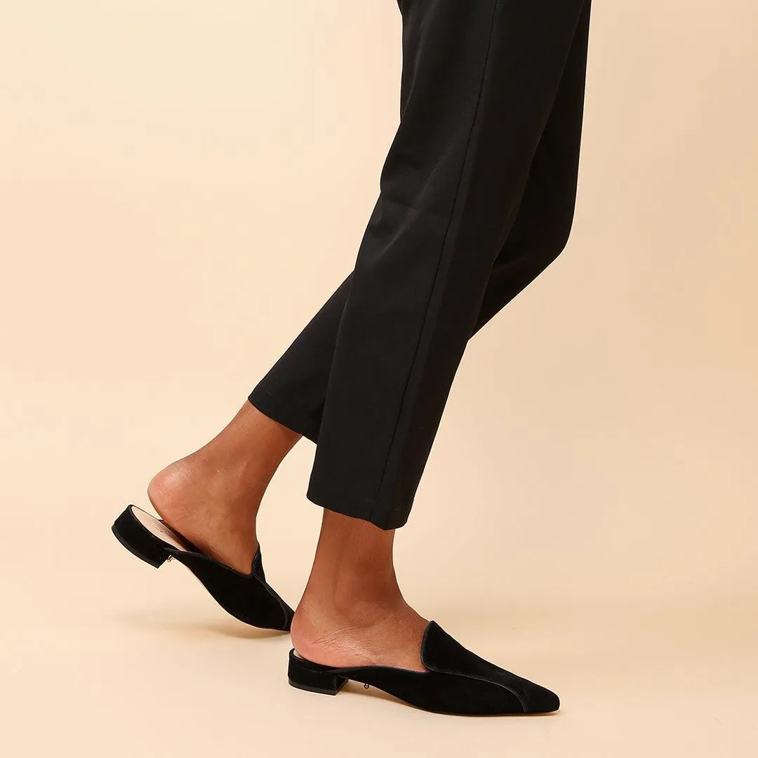 Black Suede Pointed Loafer   Jackie Strap